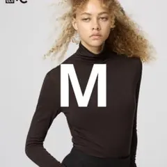 ユニクロ　極暖ヒートテックカシミヤブレンドタートルネックT ダークブラウンM