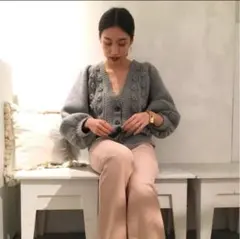 1月限定価格❗️Verybrain ネックロングニットカーディガン グレー