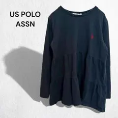 ユーエスポロアッスン カットソー ティアード ペプラム トップス 刺繍ロゴ M