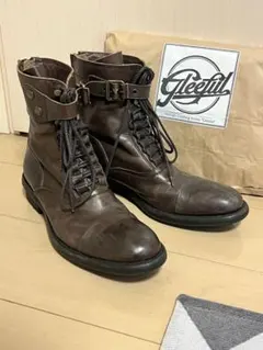 alfredoBANNISTER サイドジップ レースアップ レザーブーツ 茶色