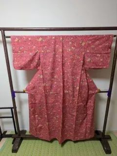 美品 単衣　ポリエステル 身丈153cm 裄61cm 適正身長148〜158cmのサムネイル