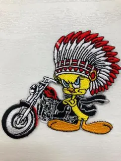 新品アイロンワッペン トゥイーティー バイク　インディアンアメカジ　SAB112