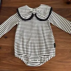 【タグ付き新品】アプレレクール ロンパース 80 ボーダー柄　ビッグ襟