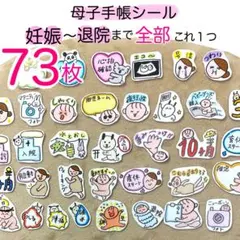 母子手帳シール　マタニティフレークシール　妊娠　　赤ちゃん記録　73枚　匿名配送