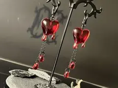 Y2K グランジ ゴスロリ 地雷系 個性的、とけるハートのフープピアス