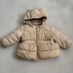 babyGAP クマ耳ダウンジャケット　ハート柄ピンク