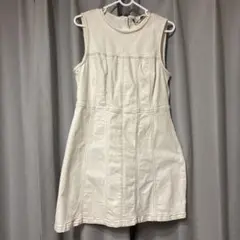 ZARA ホワイト ノースリーブ ミニデニムワンピース