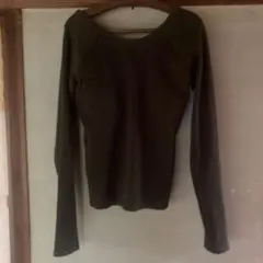 663) holiday 長袖 リブ編み トップス カットソー　パット付き