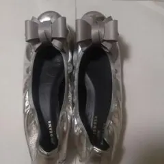 セプテンバームーン シルバー リボン付きバレエシューズ 24.5cm