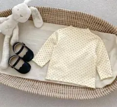 クリーム色ドット柄長袖Tシャツ 110cm