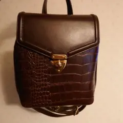 ダークブラウン クロコダイル風 リュック