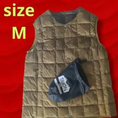 ✨TAION✨　タイオン　キルティング　ダウンベスト　M　カーキ　収納袋付
