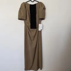 新品 ANDRESD lace arm drape dress ベージュ M