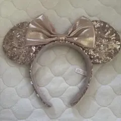 ディズニー ミニーカチューシャ ピンクゴールドスパンコール