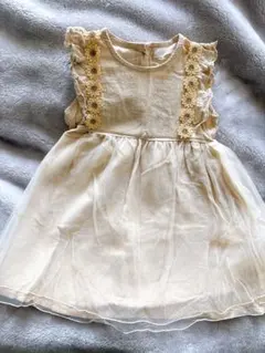 mamā raku ベージュ ひまわりワンピース 90