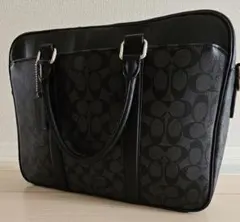 【極美品】COACH コーチ ビジネスバッグ シグネチャー PVC レザー 黒