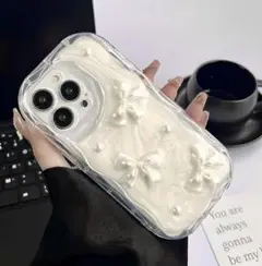 【新品】iPhone15 ケース リボン パール　韓国　スマホケース