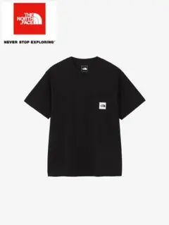 ザノースフェイス スクエア ロゴ ポケットTシャツ／黒NT82541-K／XXL