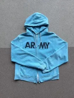 ARMY パーカー ブルー フルジップ