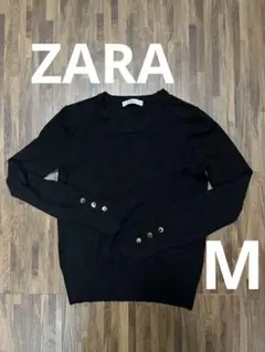 zara金ボタンニット