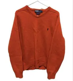 オレンジ Ralph Lauren Vネックセーター（ラルフローレン）