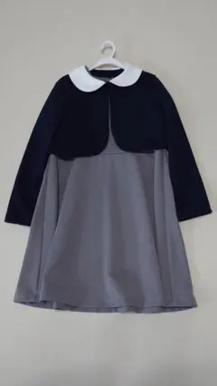 グレーのワンピースにネイビーのボレロが上品◆式典参加にgood（130）