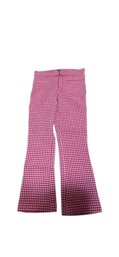 ZARA 赤と白のチェック柄 フレアパンツ