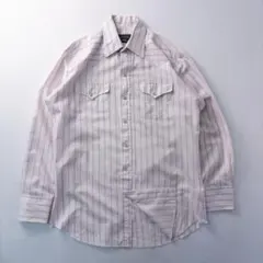 ビンテージ古着USA製80s 光沢 刺繍 ストライプ アメカジ ウエスタンシャツ