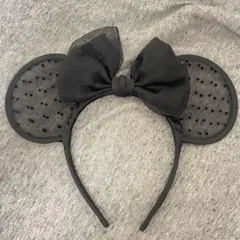 ディズニー　ミニー　レース　カチューシャ　黒　ディズニーランド　ディズニーシー