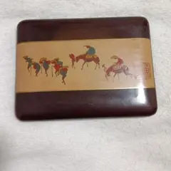 ​和風 小物入れ 平箱 塗物 大名行列 浮世絵 旅人柄 小 皿 レトロ