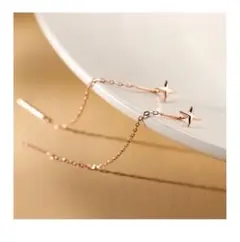 N93581 星のチェーンピアス　レディースピアス　チェーンピアス／ゴールド