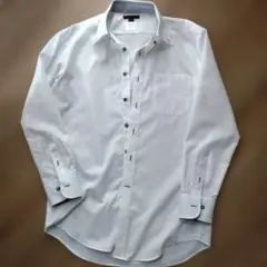 ホワイト 長袖ワイシャツ 左胸ポケット付き Lサイズ