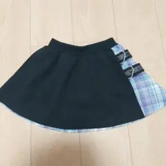 フレアスカート 黒と水色のチェック