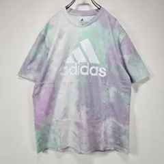 adidas　タイダイTシャツ　O　ビッグサイズ　ロゴ　パープル　リユース　古着