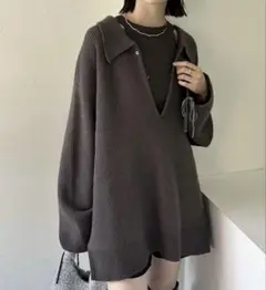 襟付きbigニット
