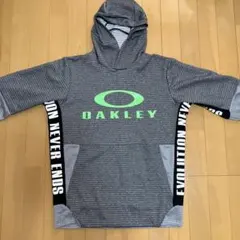 OAKLEY フード付きパーカー グレー/グリーン