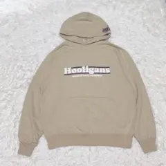 Hooligans ロゴプリント パーカー ベージュ Mサイズ
