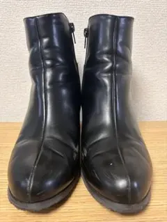 晴雨兼用　ブラックショートブーツ 中ヒール