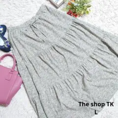 ♥The shop TK♥ロング/フレアスカート（L）グレー/小花柄/総柄