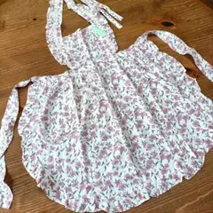 【新品】花柄エプロン　フリル　レース　昭和レトロ　大人