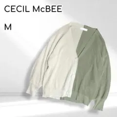 CECILMcBEE カラーブロックカーディガン　長袖　アクリル　薄手