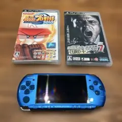 青色 PSP 本体 ゲームソフト2本 充電器付き