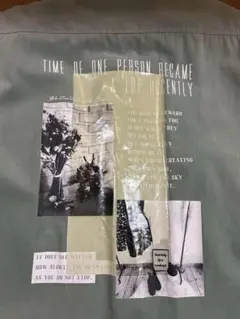 グリーン オーバーサイズシャツ グラフィックプリント