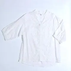 シャツ ブラウス 刺繍 小花 レース ゆったり おしゃれ 可愛い 着痩せ