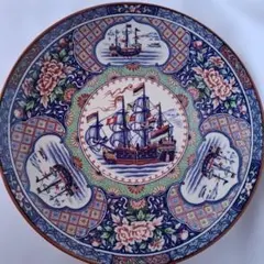 有田焼鈴南窯陶器の大皿 南蛮船の絵柄