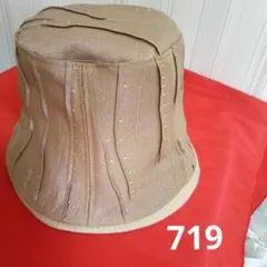 ストライプ模様 チューリップハット ベージュ★リバーシブル