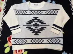 ONE WAY ニット セーター ホワイト/ネイビー