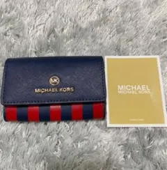 マイケルコース　二つ折りカードケース　ストライプ　水玉