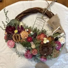 ドライフラワー♪ハーフリース☆横約25センチ