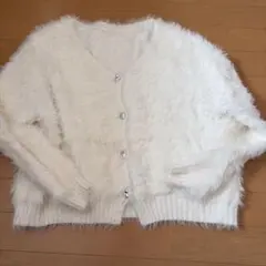 ホワイトファーカーディガン